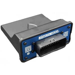 Black and blue SCS DELTA 400s ecu on a white background