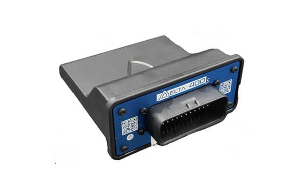Black and blue SCS DELTA 400s ecu on a white background