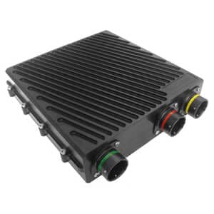 Black Life Racing F90A ECU with Autosport connectors on a white background