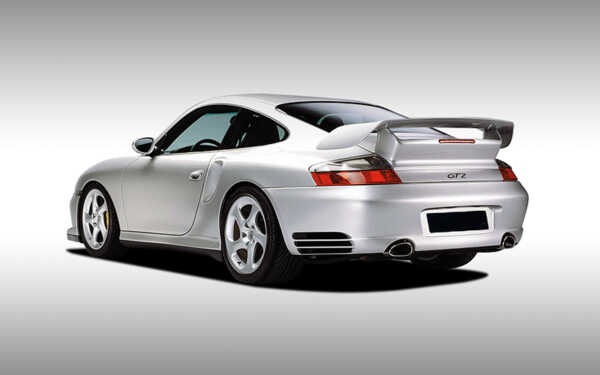 Stunning lighting on a silver Porsche 996 in a studio. Rear view. Car has Syvecs Porsche 996 Turbo S7PLUS ECU fitted